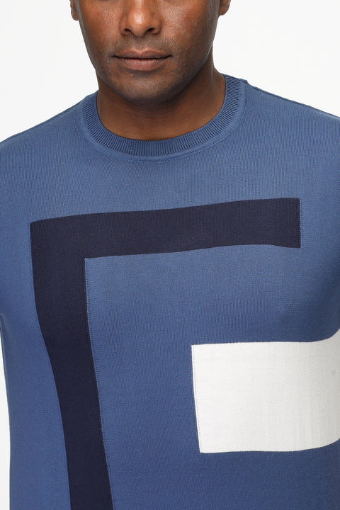 Regular Fit T-Shirt Knitted Blue