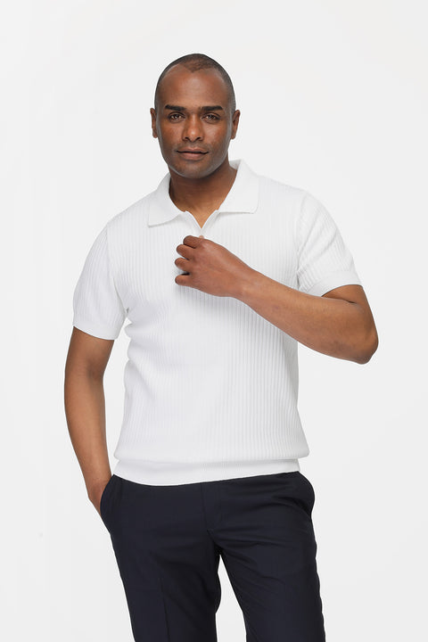 Polo Shirt Regular Fit Knitted Off White