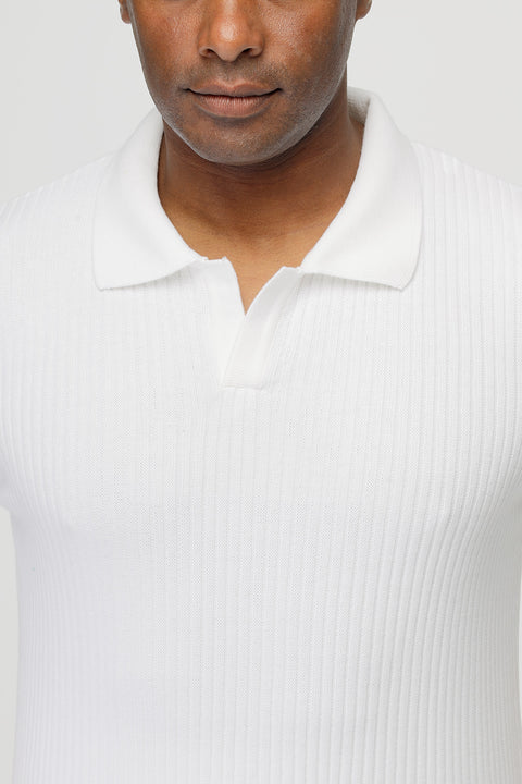 Polo Shirt Regular Fit Knitted Off White