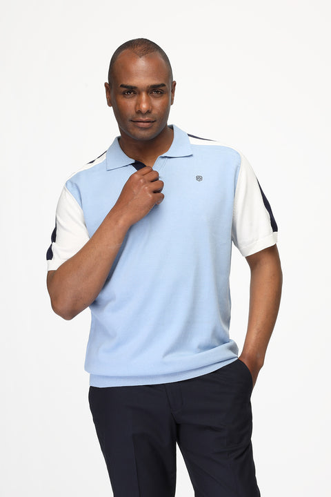 Polo Shirt Regular Fit Knitted Light Blue
