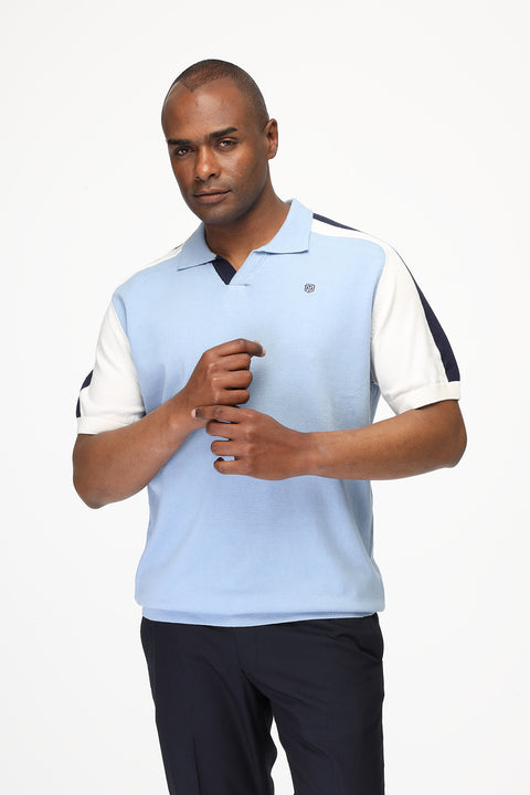 Polo Shirt Regular Fit Knitted Light Blue