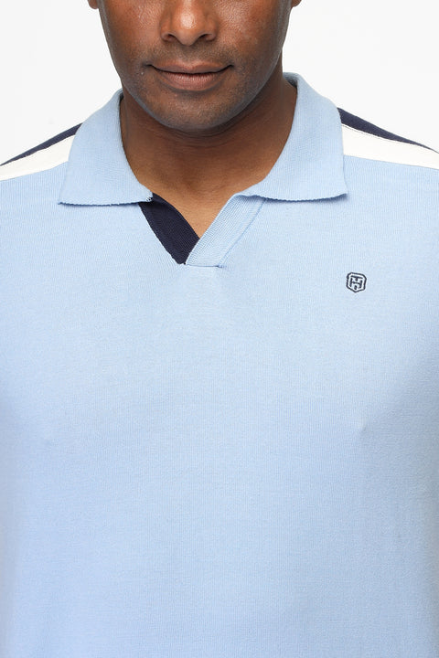 Polo Shirt Regular Fit Knitted Light Blue