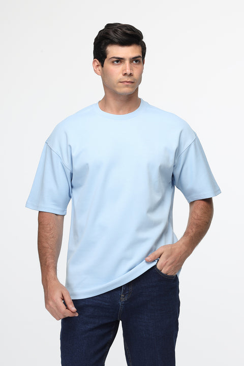 تي شيرت كبير الحجم أزرق فاتح