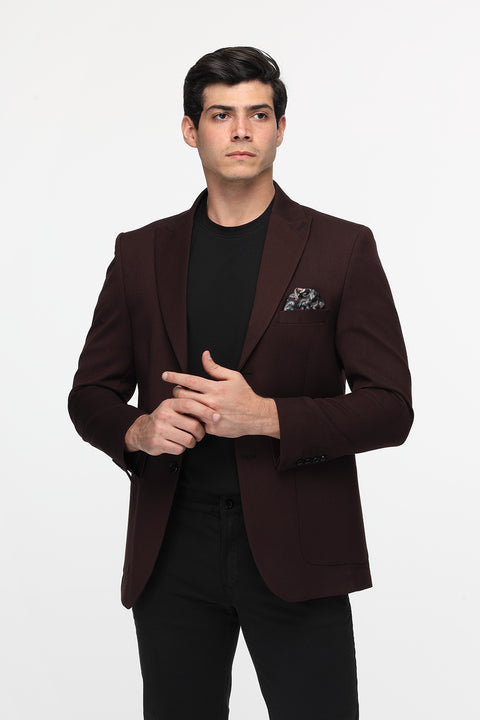 Slim Fit Blazer Maroon