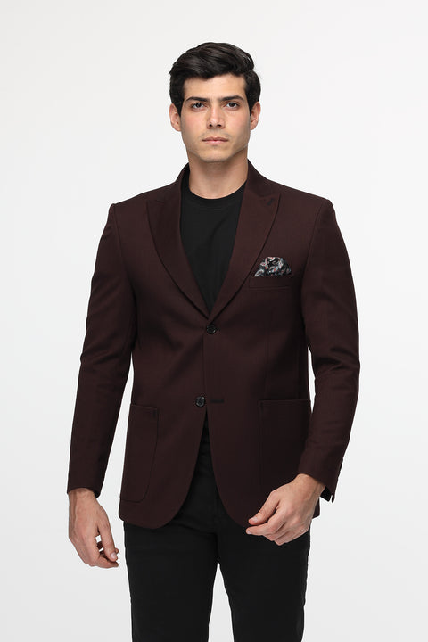 Slim Fit Blazer Maroon