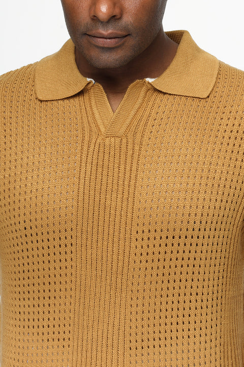Polo Shirt Regular Fit Knitted Beige
