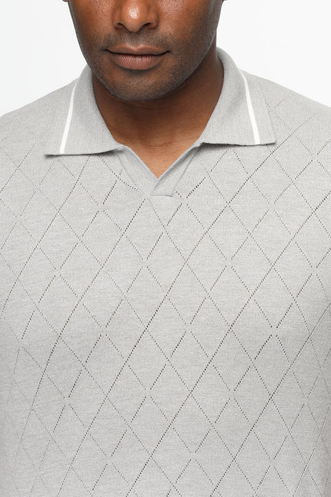 Polo Shirt Regular Fit Knitted Gray