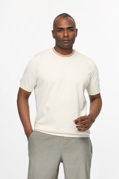 Regular Fit T-Shirt Knitted Beige