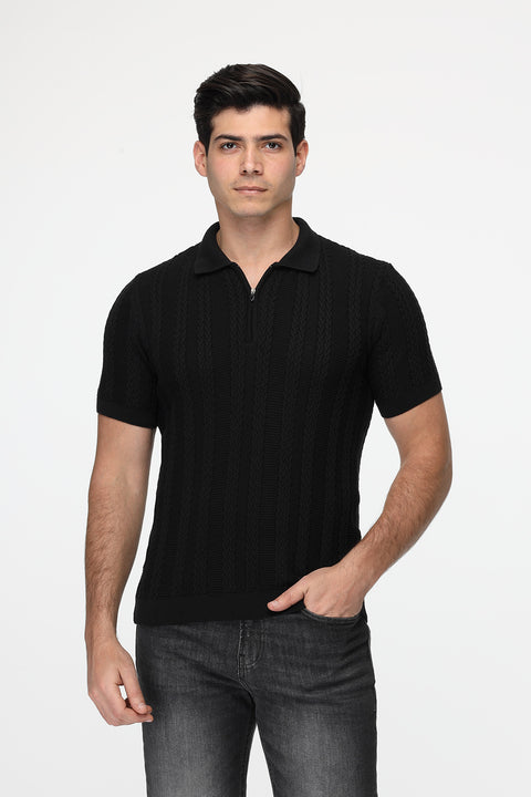 Polo Shirt Regular Fit Knitted Black