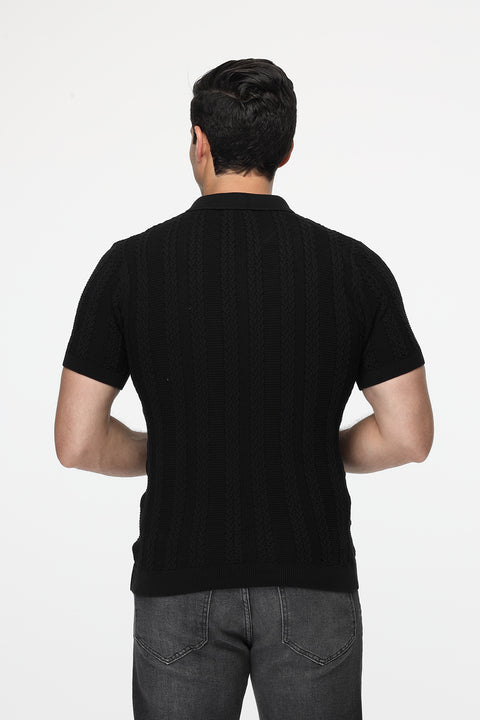 Polo Shirt Regular Fit Knitted Black