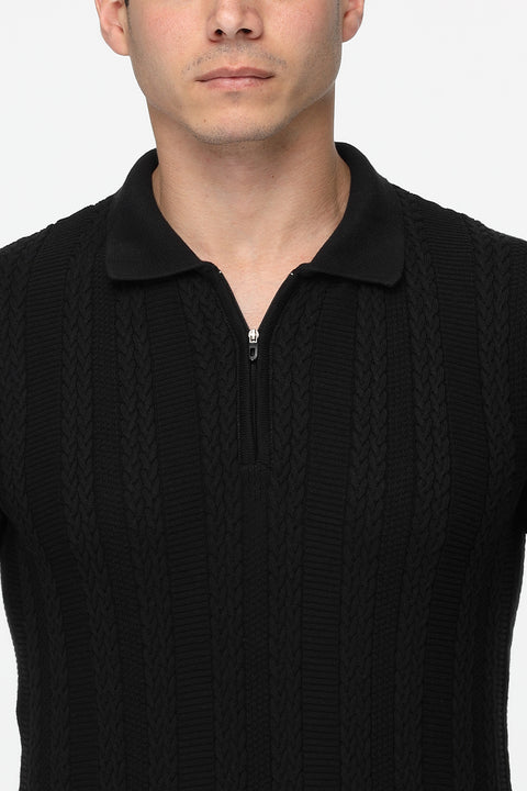 Polo Shirt Regular Fit Knitted Black
