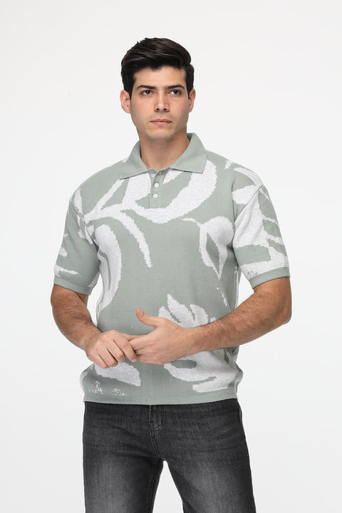Polo Shirt Relax Fit محبوك أخضر