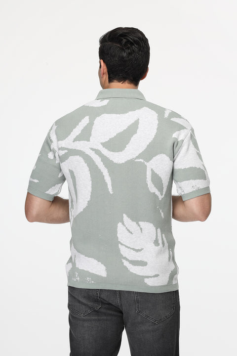 Polo Shirt Relax Fit محبوك أخضر