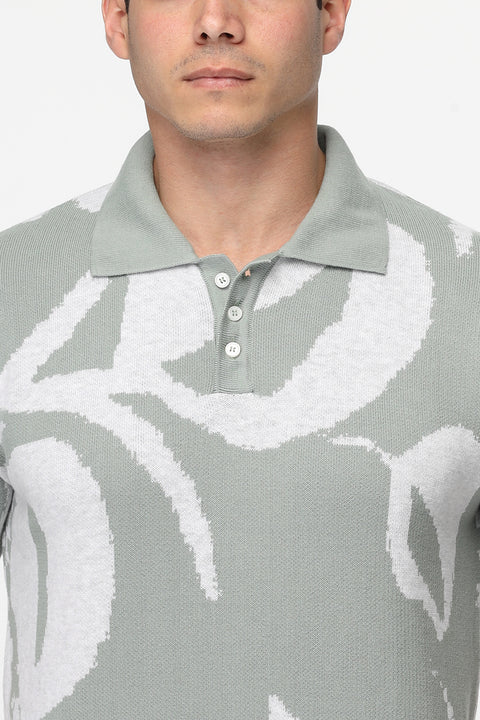 Polo Shirt Relax Fit محبوك أخضر