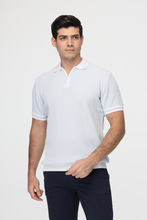 Polo Shirt Regular Fit Knitted Light Blue