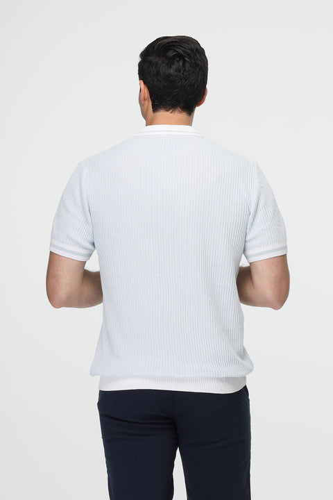 Polo Shirt Regular Fit Knitted Light Blue