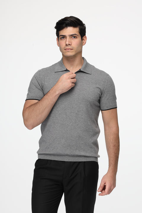 Polo Shirt Regular Fit Knitted Gray