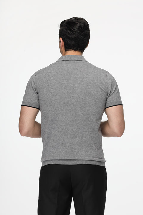 Polo Shirt Regular Fit Knitted Gray