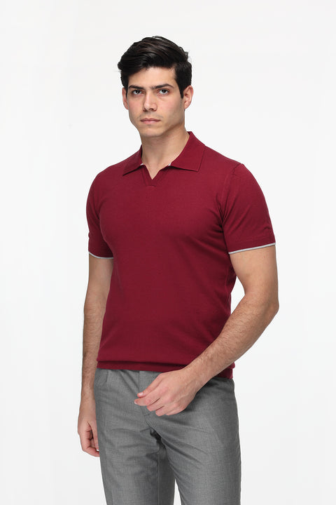 Polo Shirt Regular Fit Knitted Maroon