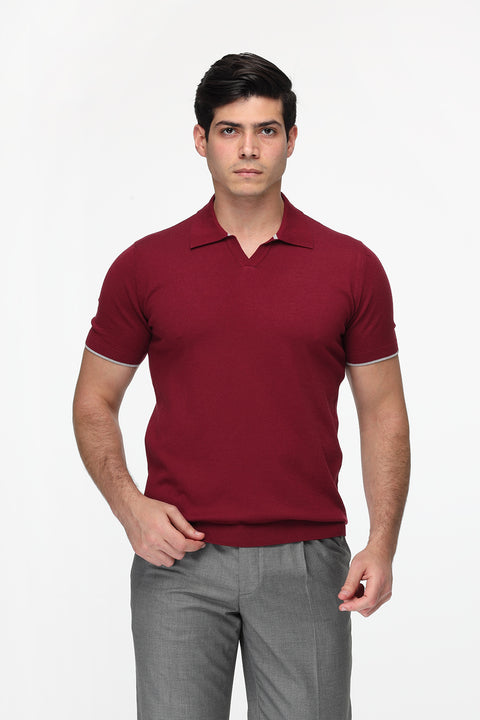 Polo Shirt Regular Fit Knitted Maroon