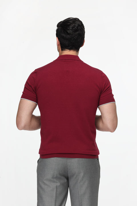 Polo Shirt Regular Fit Knitted Maroon