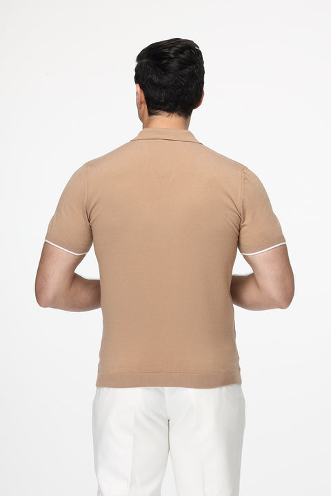 Polo Shirt Regular Fit Knitted Beige