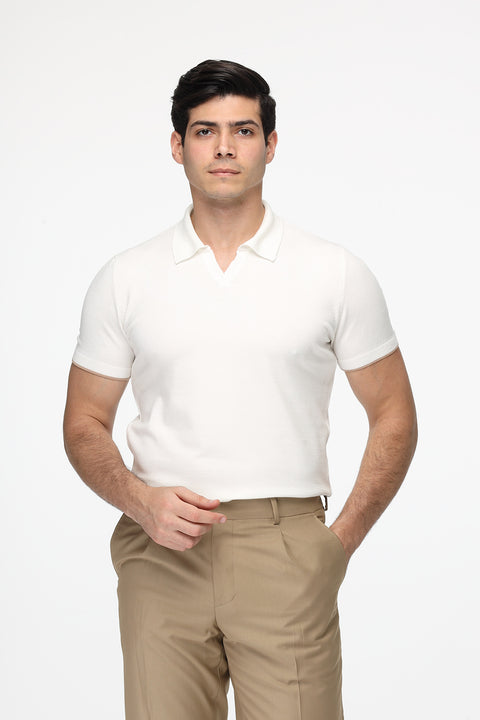 Polo Shirt Regular Fit Knitted White