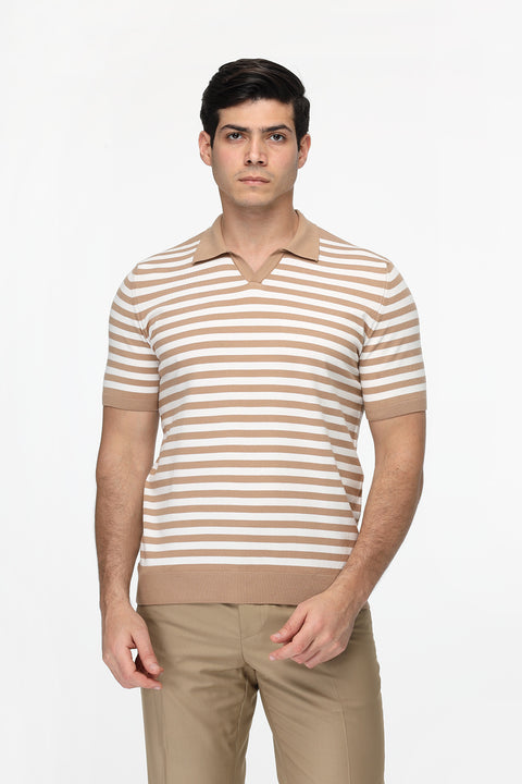 Polo Shirt Regular Fit Knitted Beige