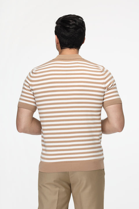 Polo Shirt Regular Fit Knitted Beige