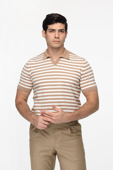 Polo Shirt Regular Fit Knitted Beige