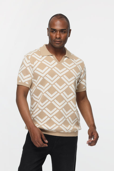 Polo Shirt Regular Fit Knitted Beige
