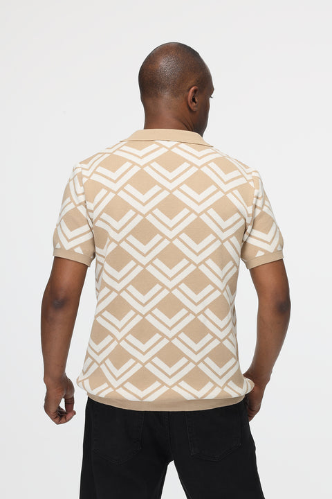 Polo Shirt Regular Fit Knitted Beige