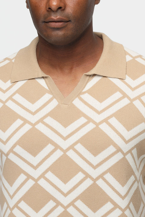 Polo Shirt Regular Fit Knitted Beige