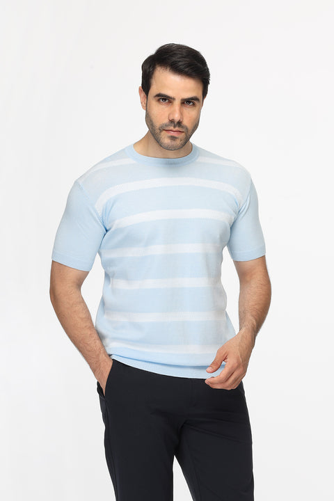 Regular Fit T-Shirt Knitted Light Blue