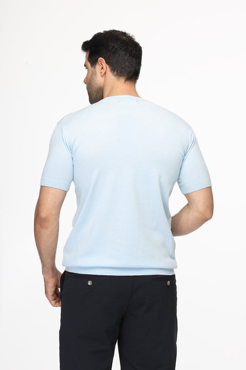 Regular Fit T-Shirt Knitted Light Blue