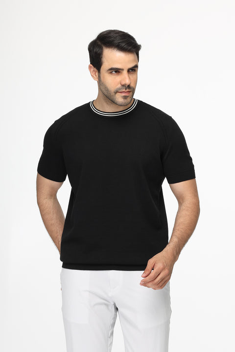Regular Fit T-Shirt Knitted Black