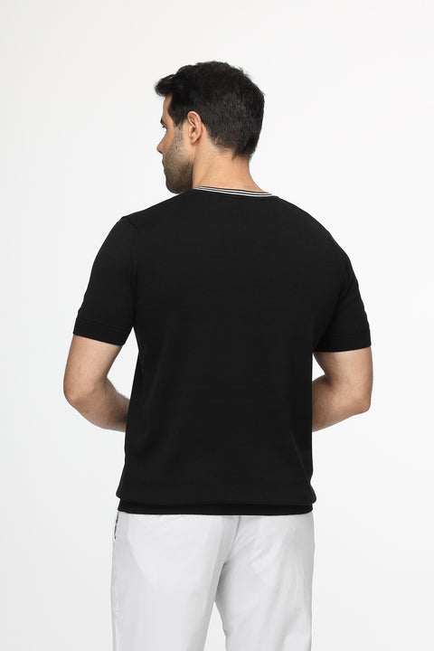 Regular Fit T-Shirt Knitted Black