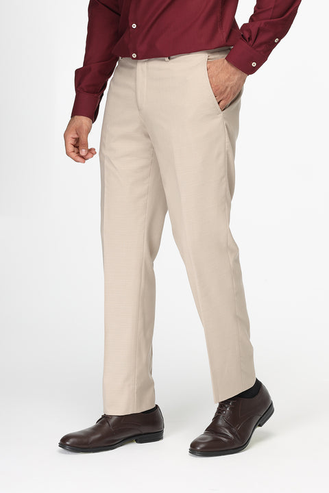 Slim Straight Fit Classic Pants Beige