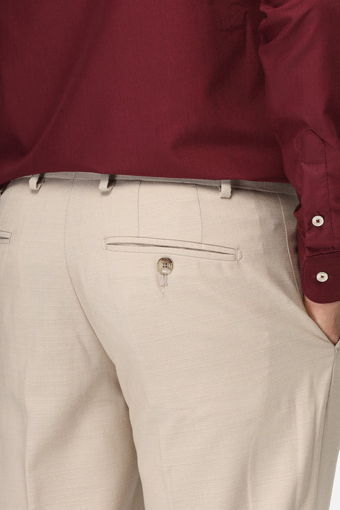 Slim Straight Fit Classic Pants Beige