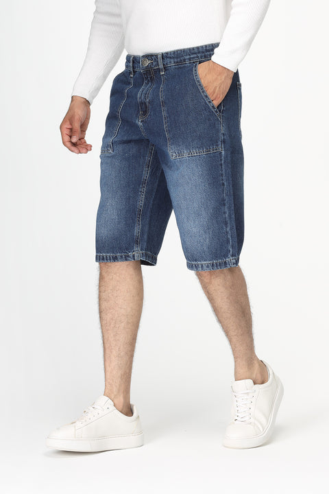 Regular Fit Jeans Short Dark Blue