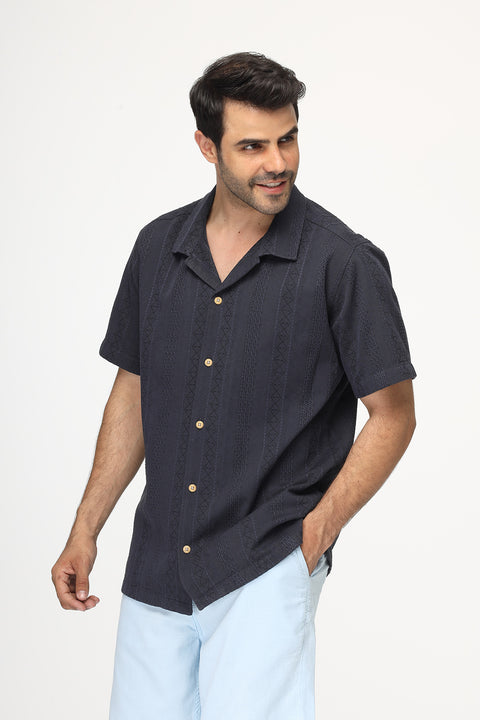 Relax Fit Shirt Half Dark Blue