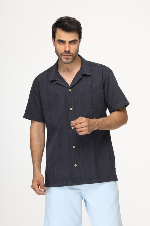 Relax Fit Shirt Half Dark Blue