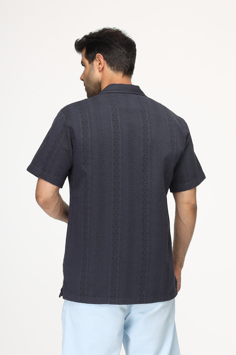 Relax Fit Shirt Half Dark Blue