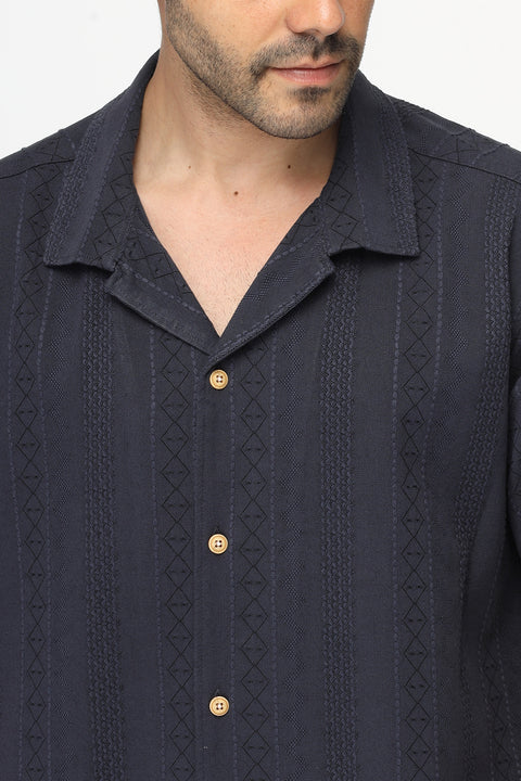 Relax Fit Shirt Half Dark Blue