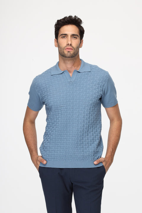 Polo Shirt Regular Fit Knitted Blue