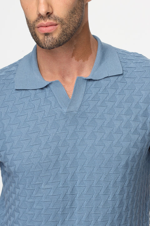 Polo Shirt Regular Fit Knitted Blue