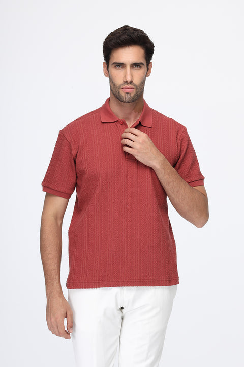 Polo Shirt Regular Fit Knitted Maroon
