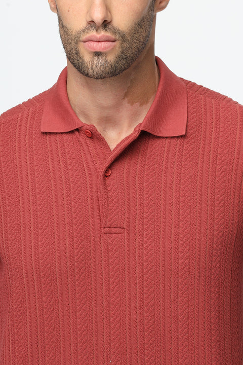 Polo Shirt Regular Fit Knitted Maroon