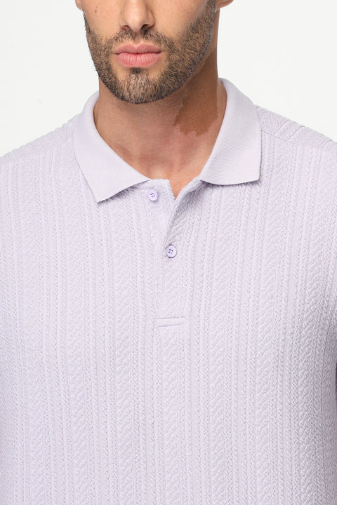 Polo Shirt Regular Fit Knitted Light Purple