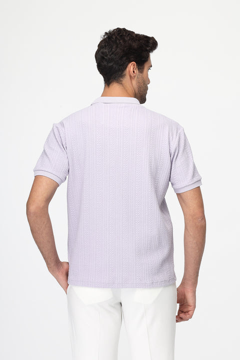 Polo Shirt Regular Fit Knitted Light Purple